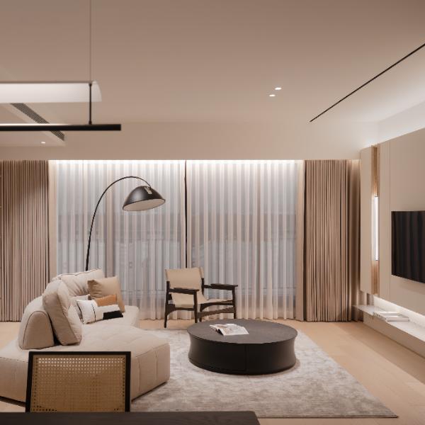 與書共居剛與柔的交織，解構客廳的靜謐邊界的居所